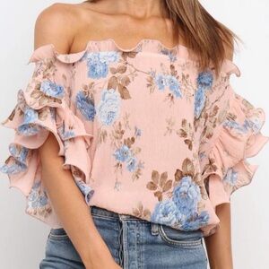 Petal & Pup Pink Floral Off-Shoulder Blouse